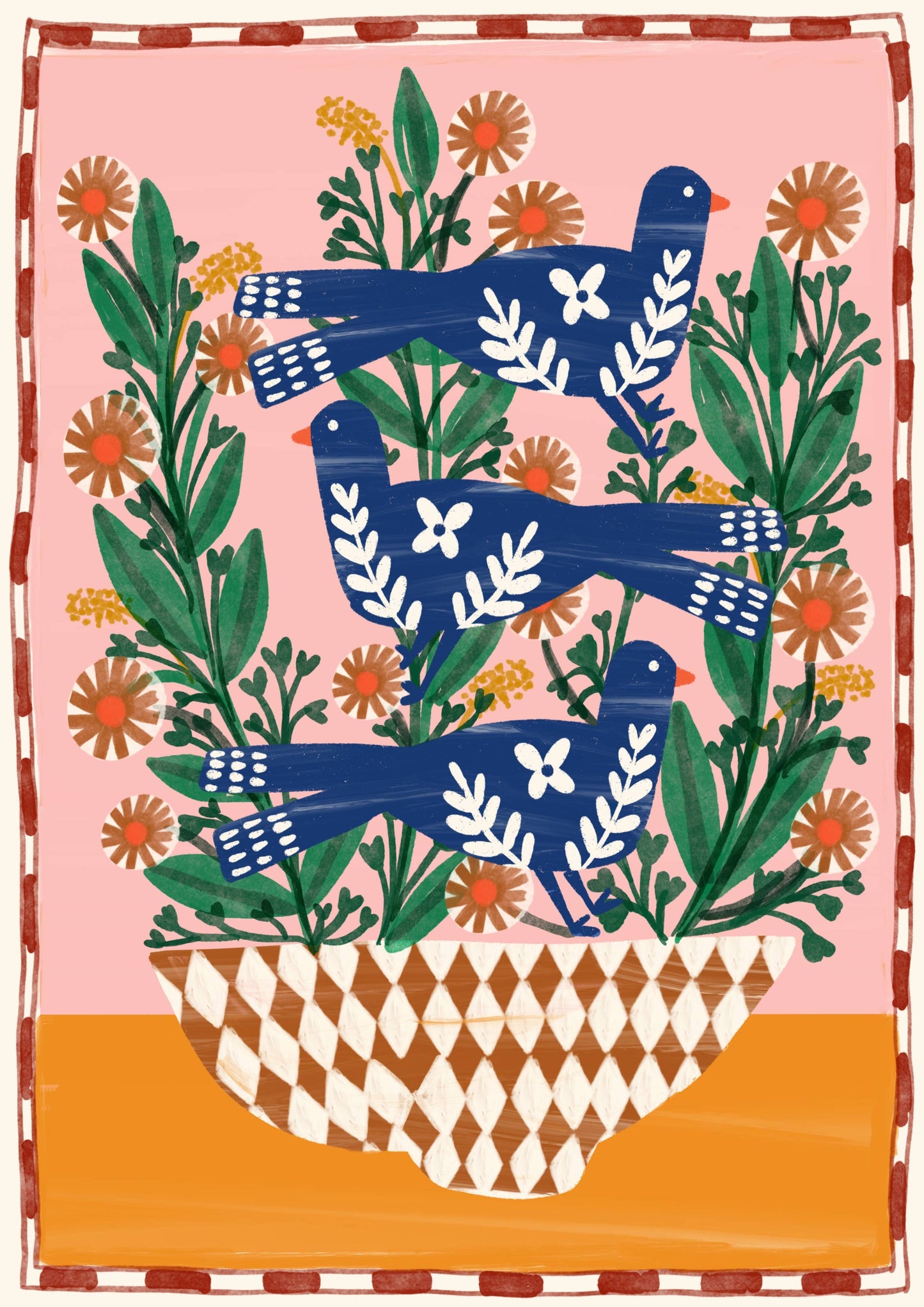 Folk Birds & Flowers | Art Print