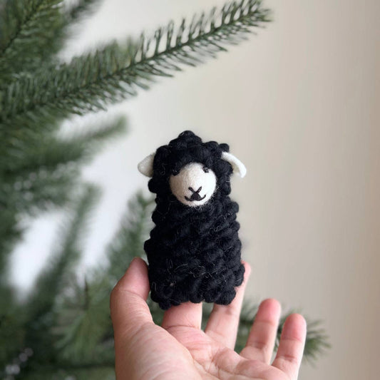 Fluffy Sheep Finger Puppet | Black