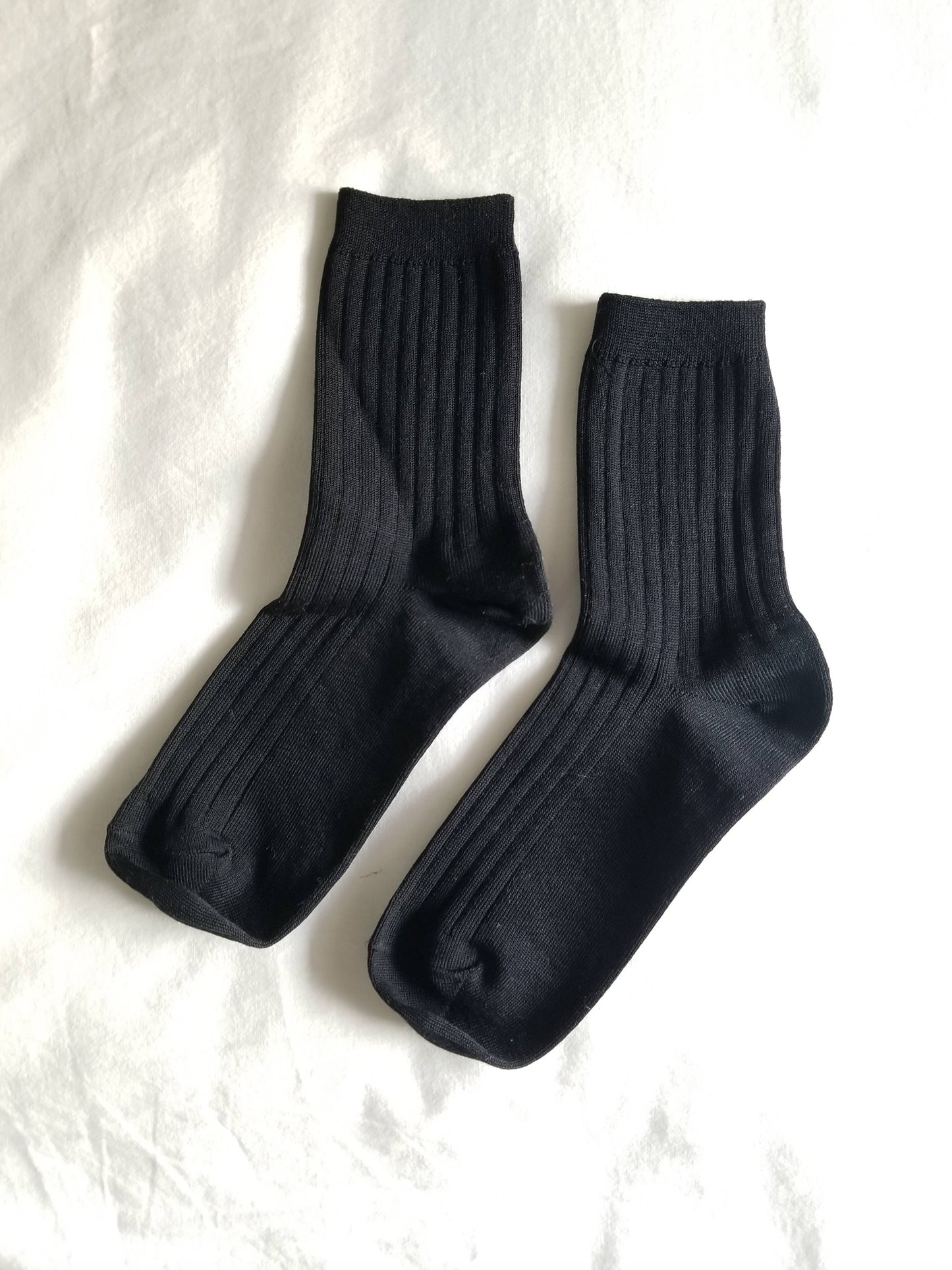 Her Socks - Mercerized Combed Cotton Rib (in Violet or True Black)