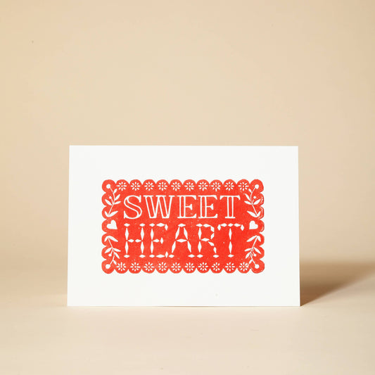 Sweet Heart greeting card - linocut