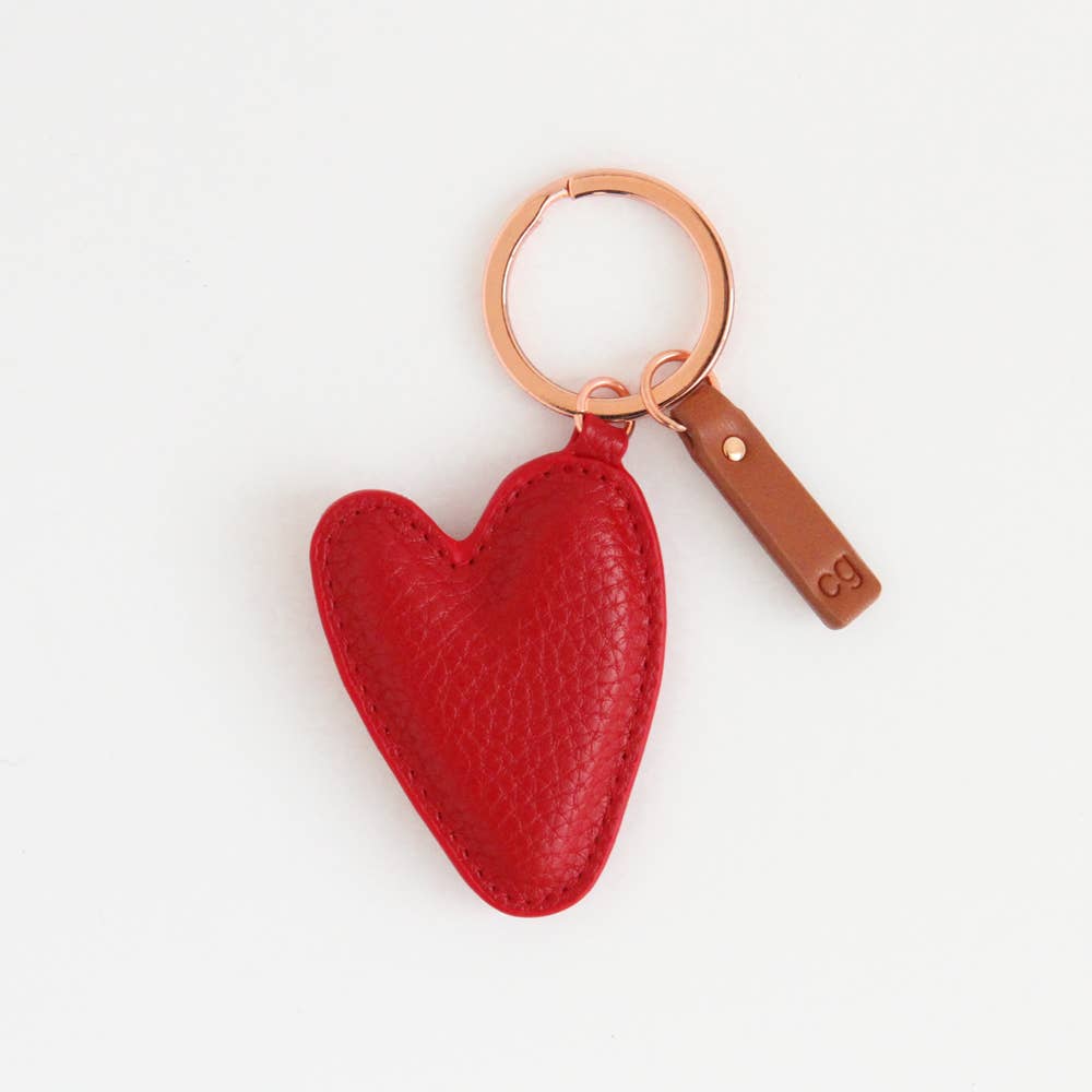 Red Pebble Heart Keyring