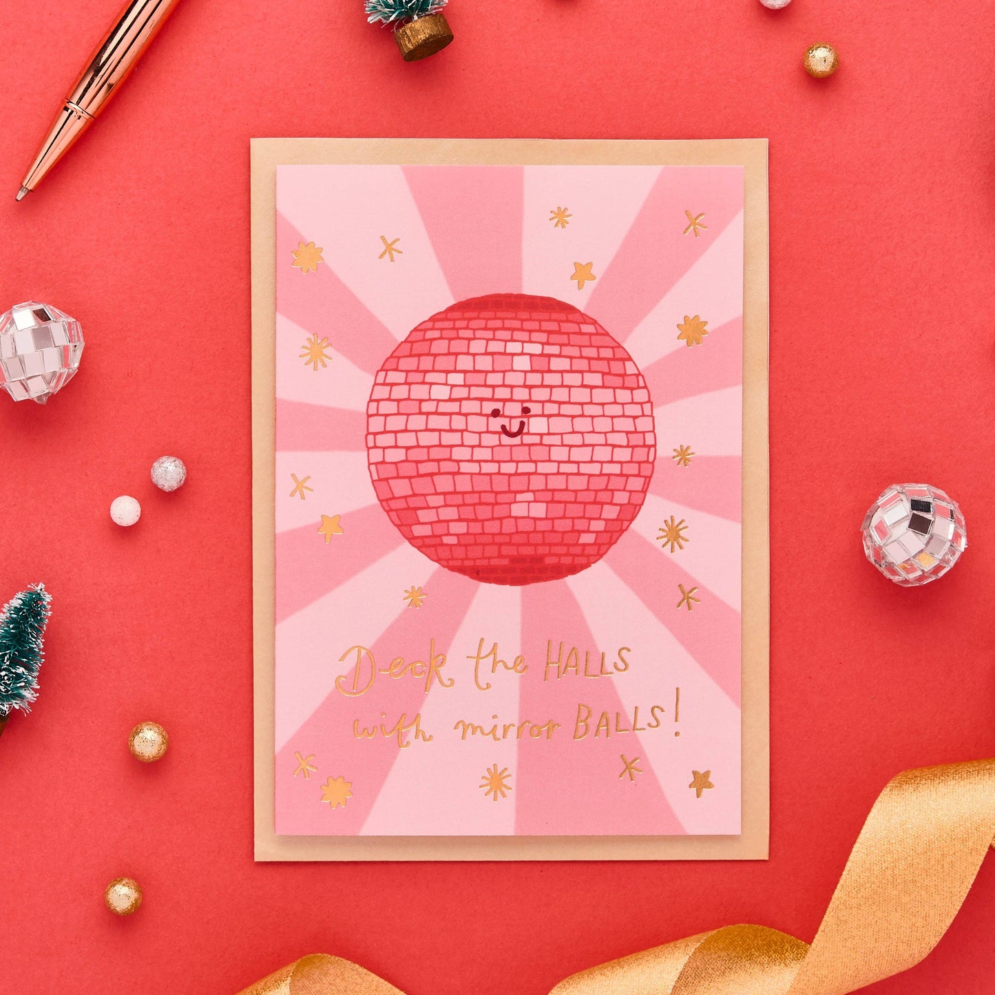 Deck The Halls - Mirror Ball Christmas Card