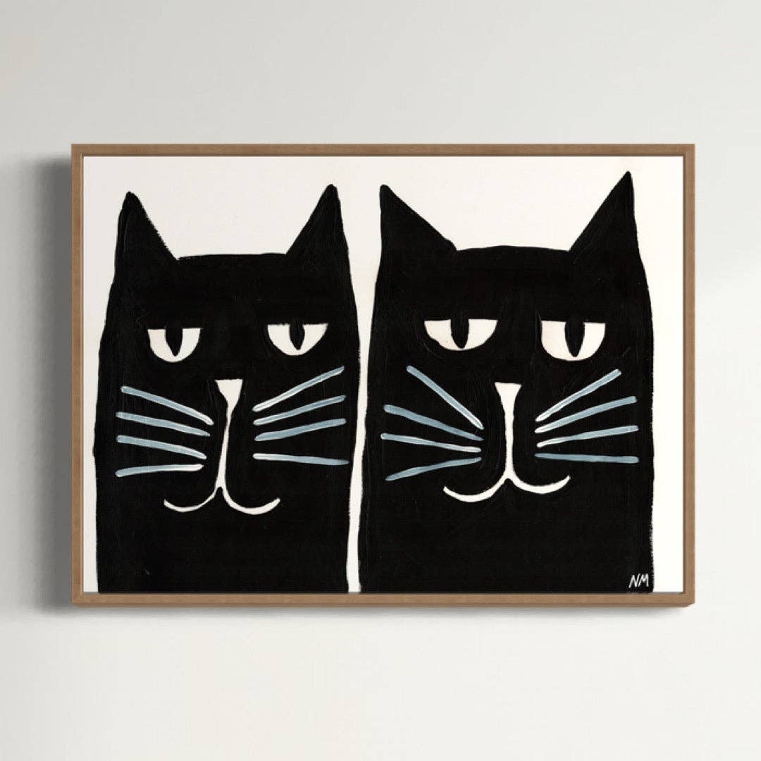 Two black cats A3 print by Nancy McKie