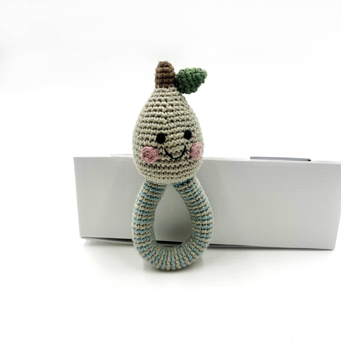 Baby Toy Pear Ring Rattle | Duck Egg Blue