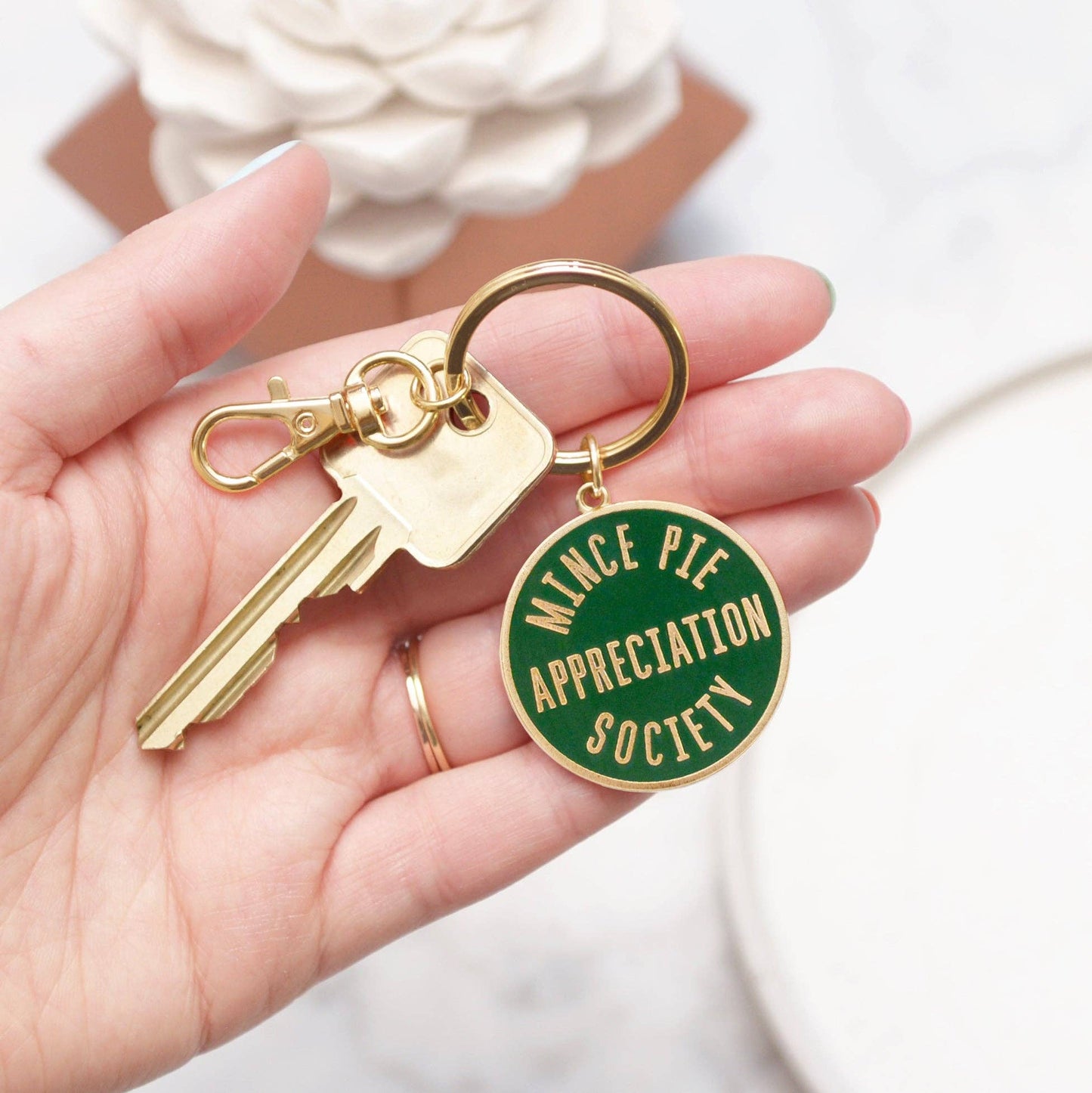 Mince Pie Appreciation Society - Enamel Keyring