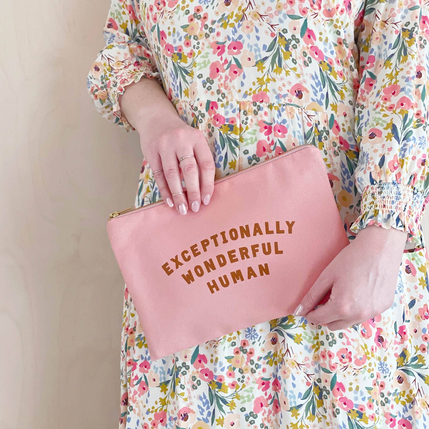 Exceptionally Wonderful Human - Blush Pink Pouch