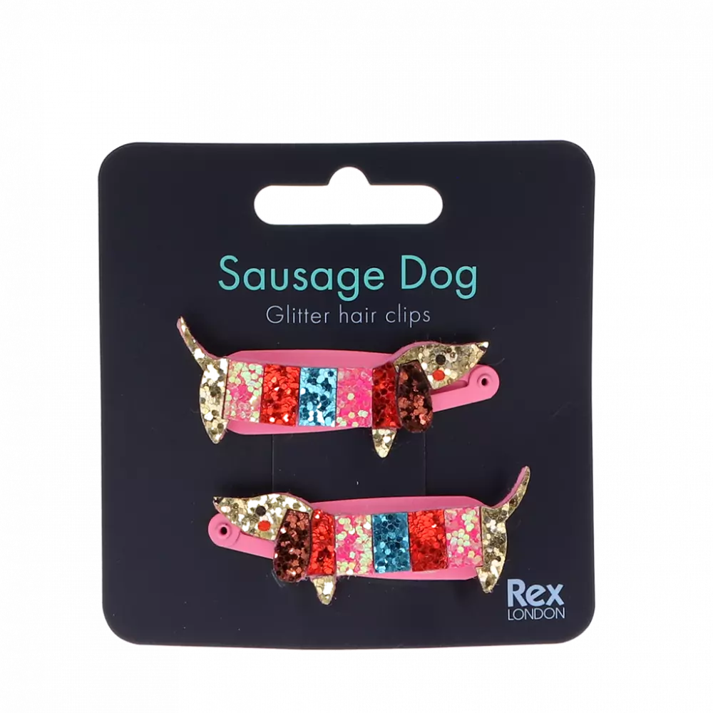 Sausage Dog Glitter Hair Clips (set of 2)