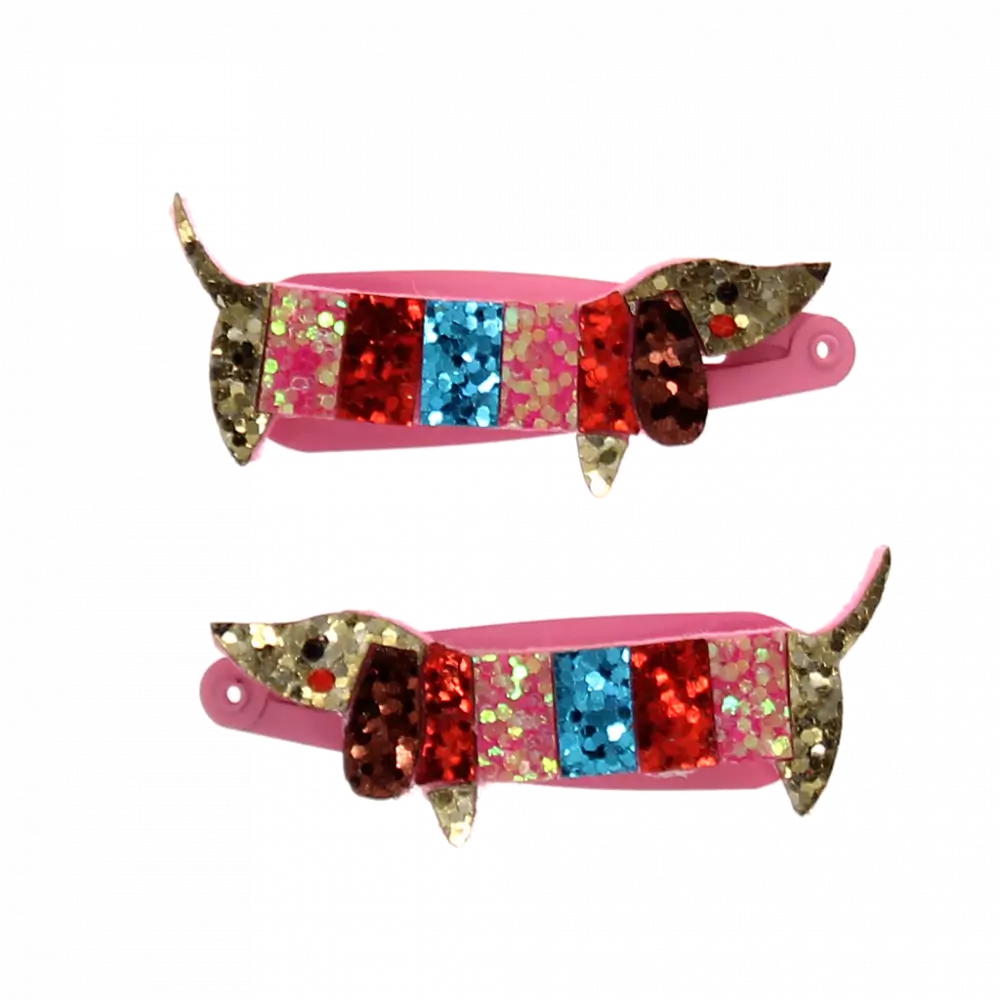 Sausage Dog Glitter Hair Clips (set of 2)