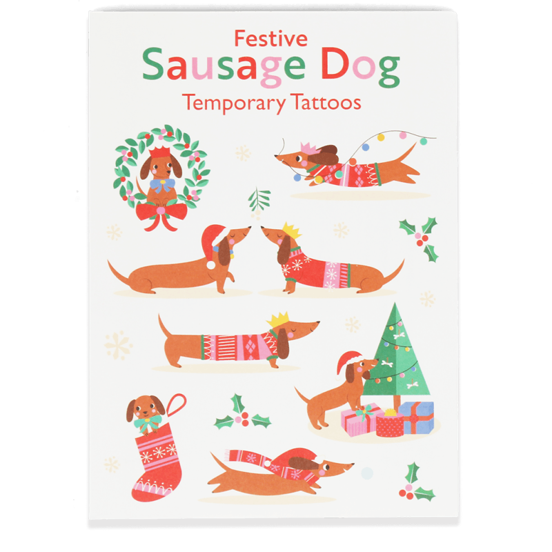 Temporary Tattoos | Festive Sausage Dog