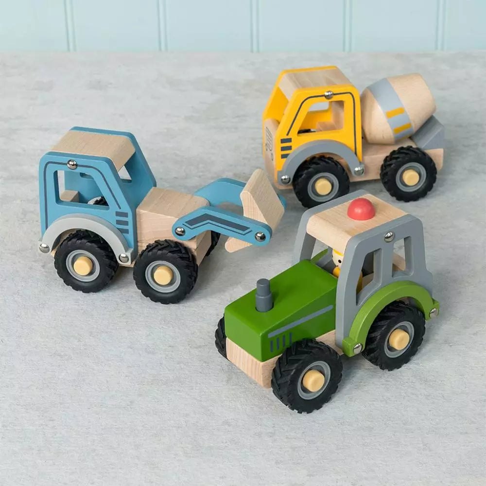 Wooden Push Along Toy | Digger Truck Blue