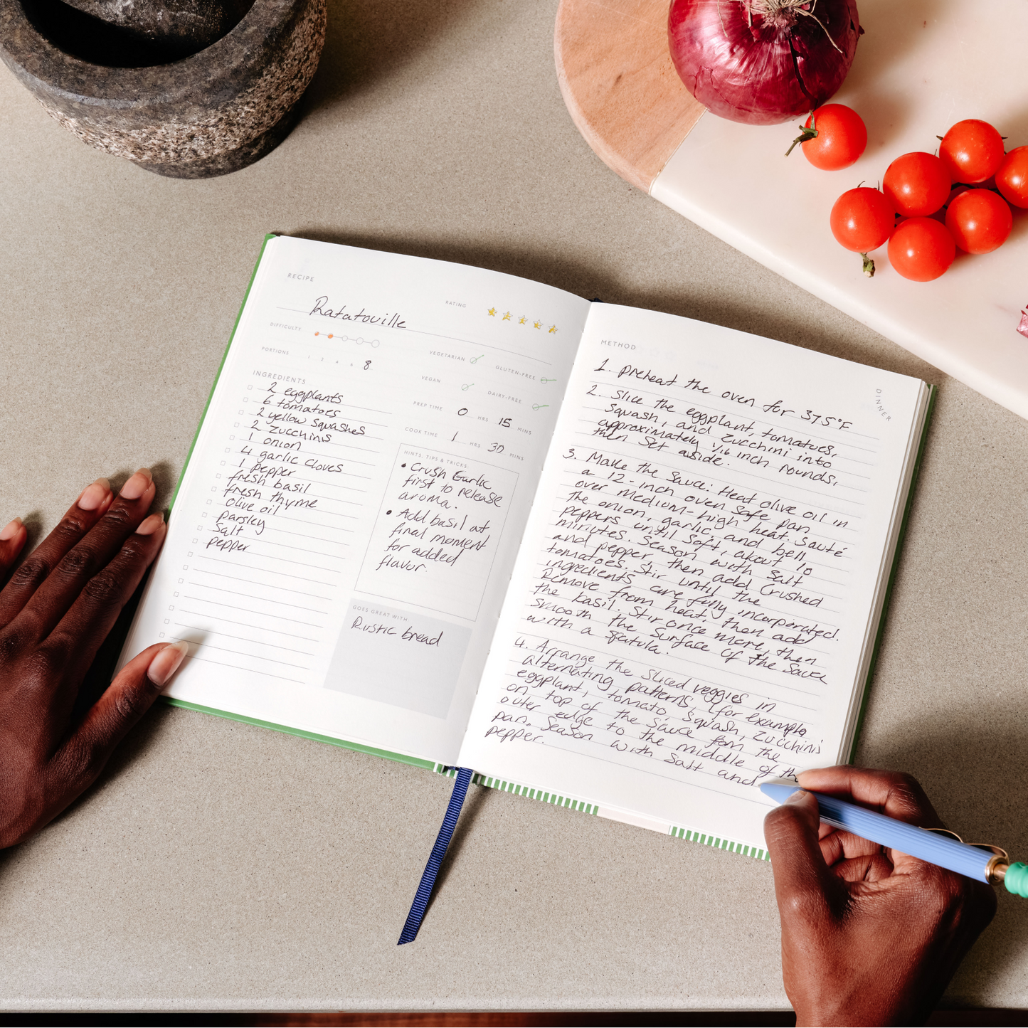 Hanging Fruits Recipe Journal for recording your favourite recipes, by Papier UK