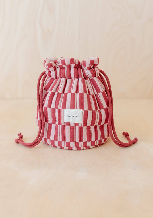 Cotton Wash Bag in Rose Checkerboard