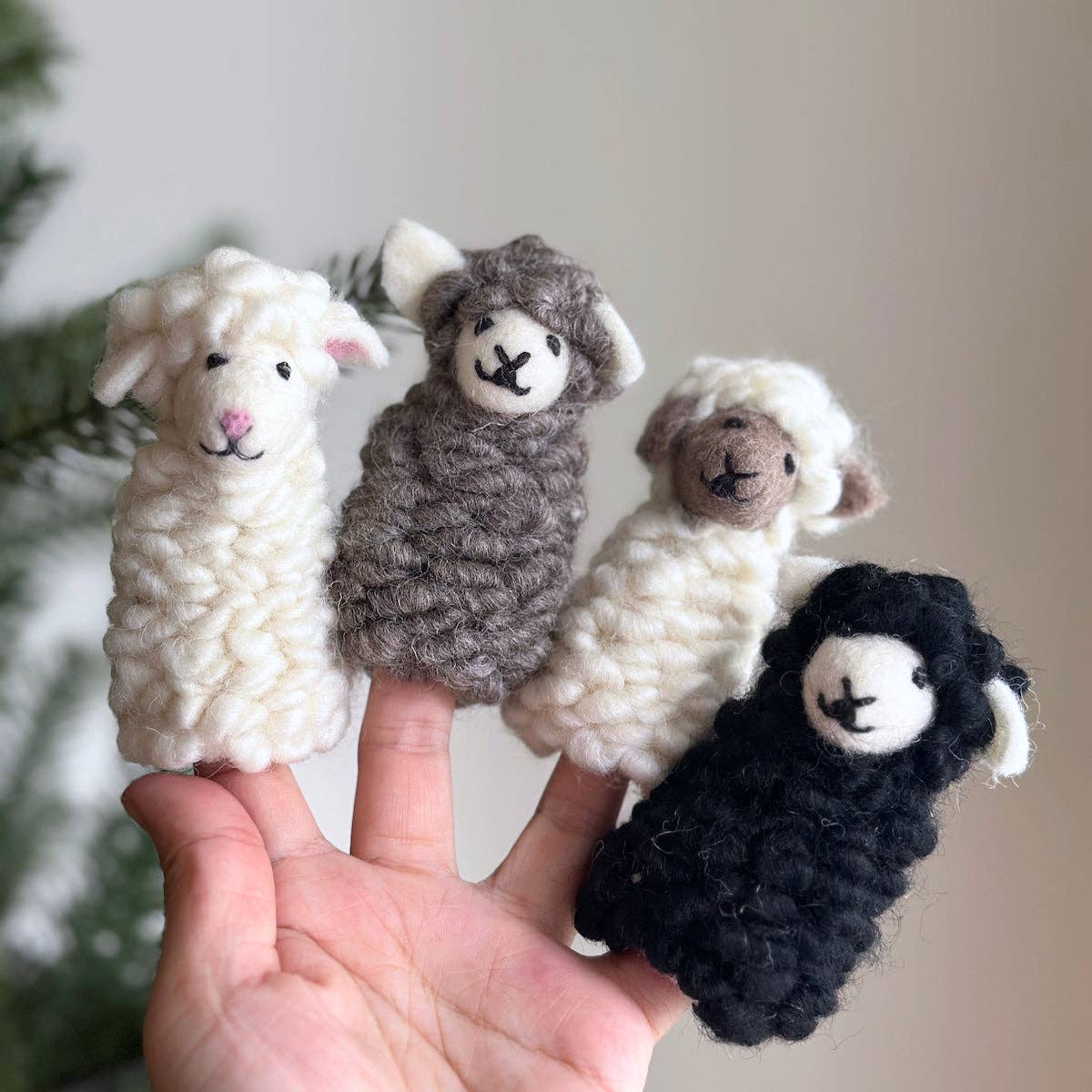 Fluffy Sheep Finger Puppet | Black