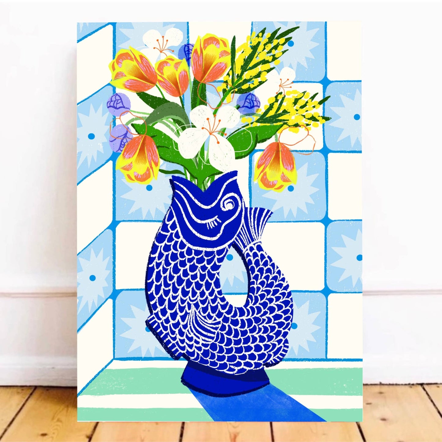 Fish Vase & Flowers | Art Print