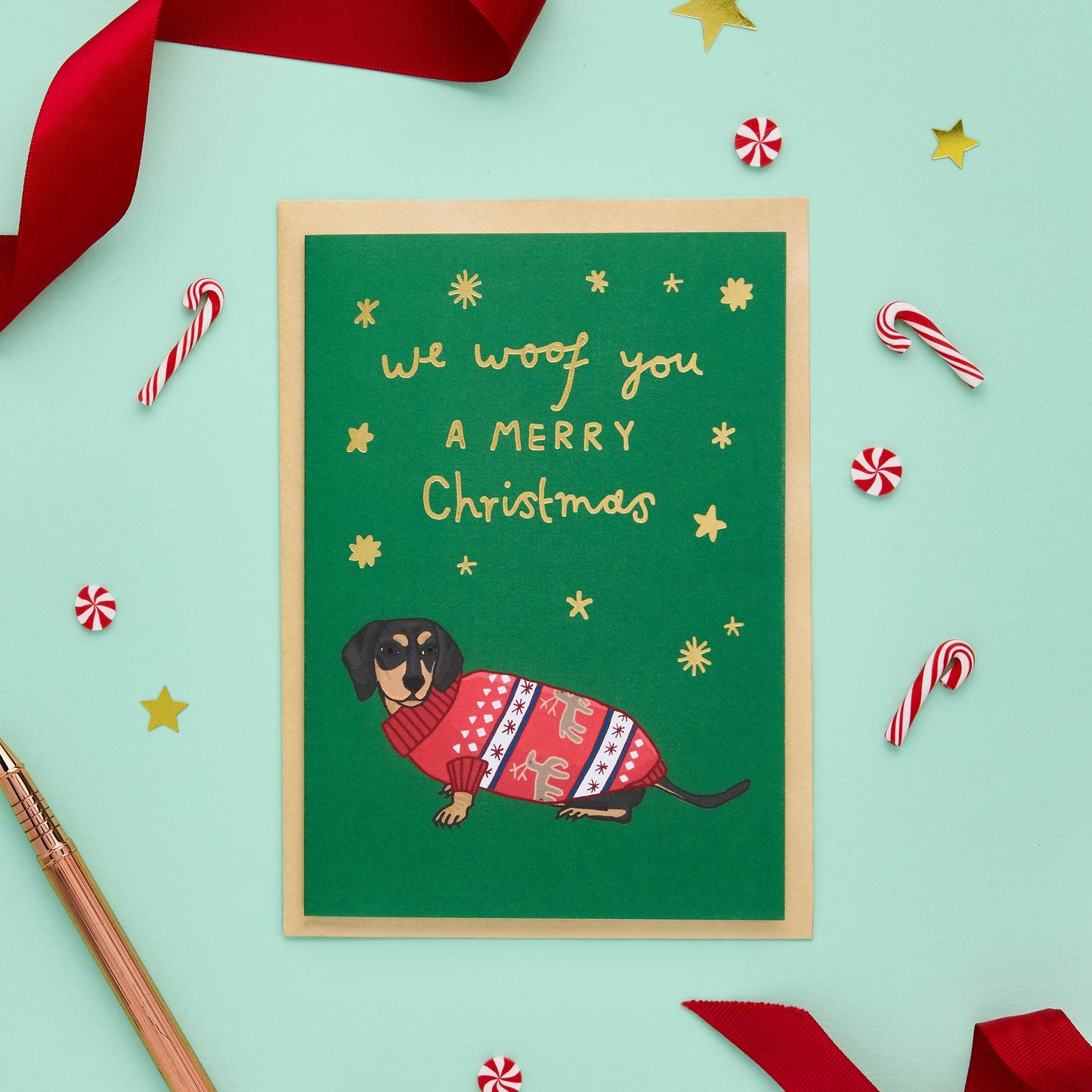 Sausage Dog Christmas Card