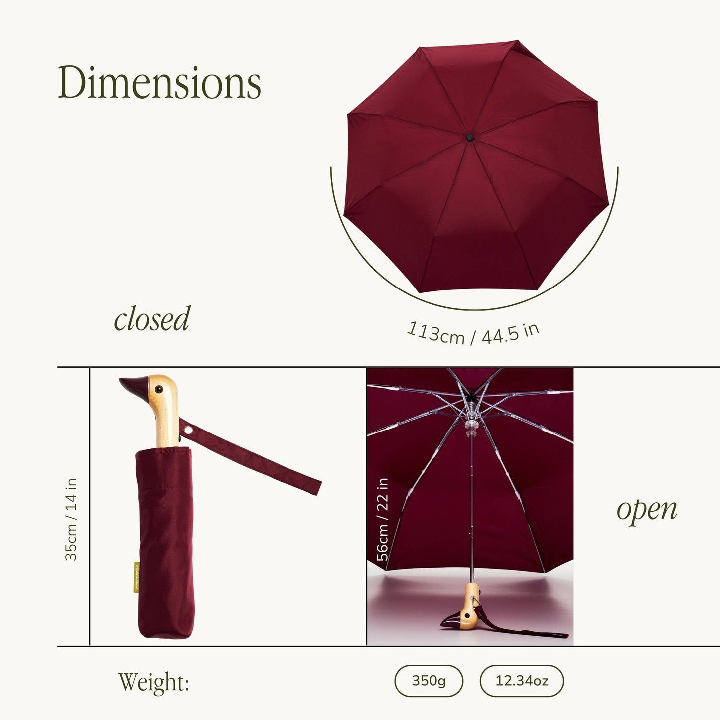 Christmas Cherry Compact Eco-Friendly Duck Umbrella