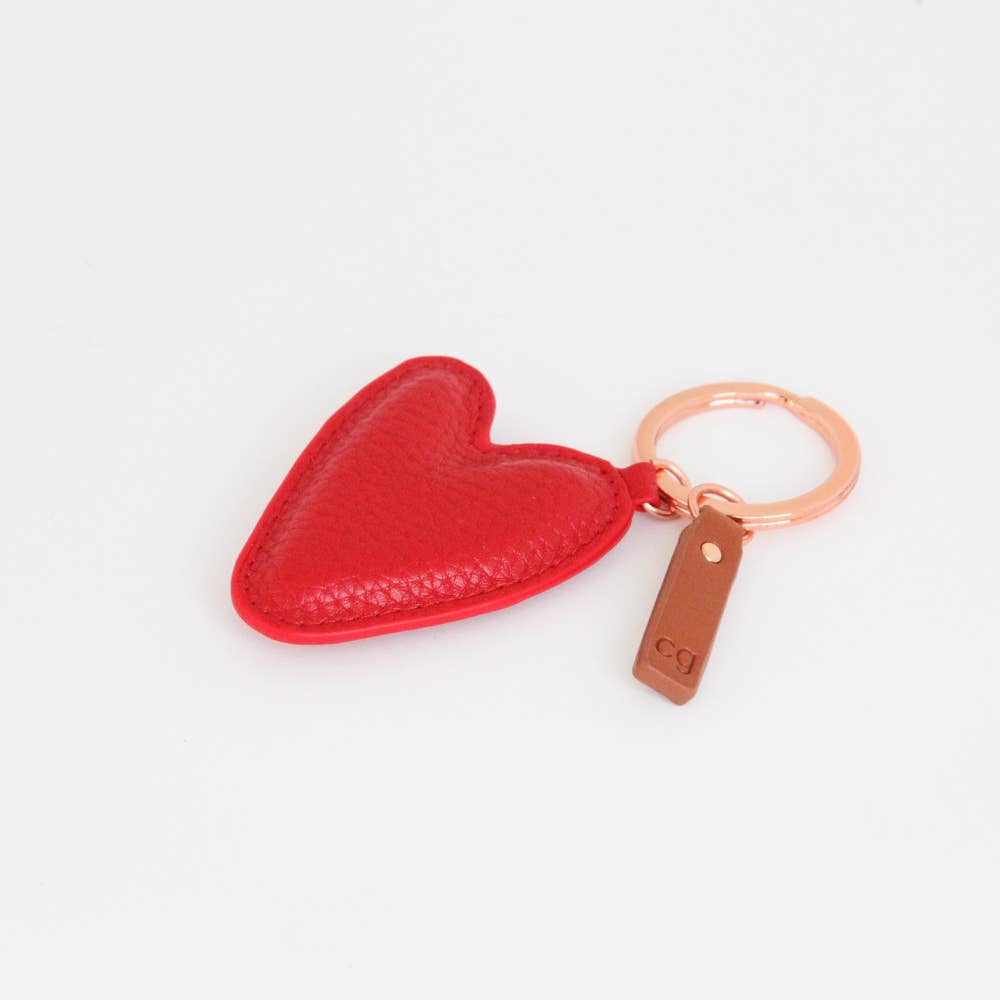 Red Pebble Heart Keyring