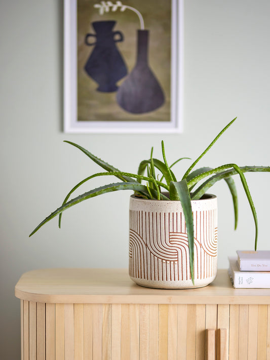 Cenzia Deco Plant Pot | White Terracotta