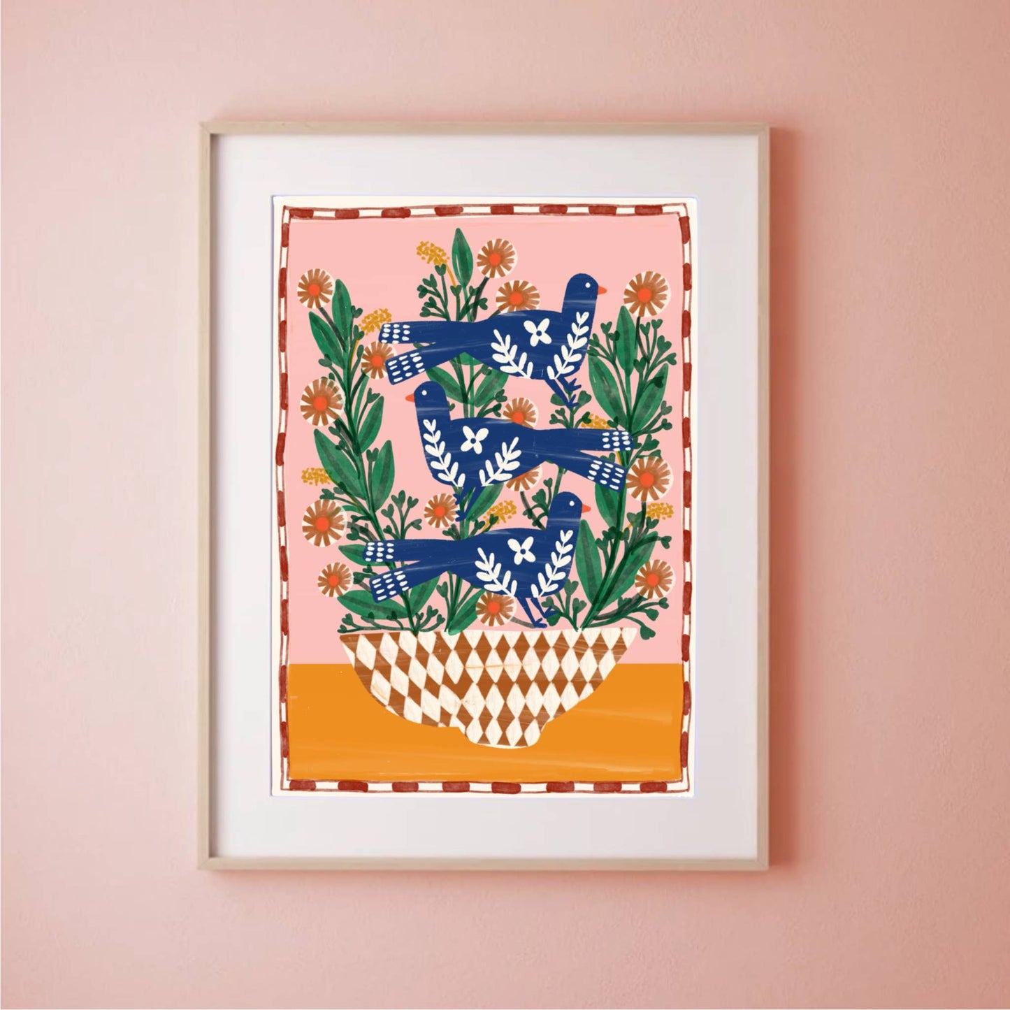 Folk Birds & Flowers | Art Print