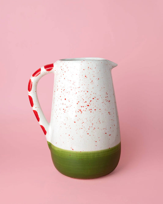 Large Speckled Ceramic Jug | Red & Green Apple