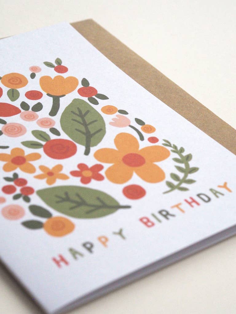 Folk Floral Panel Birthday Card