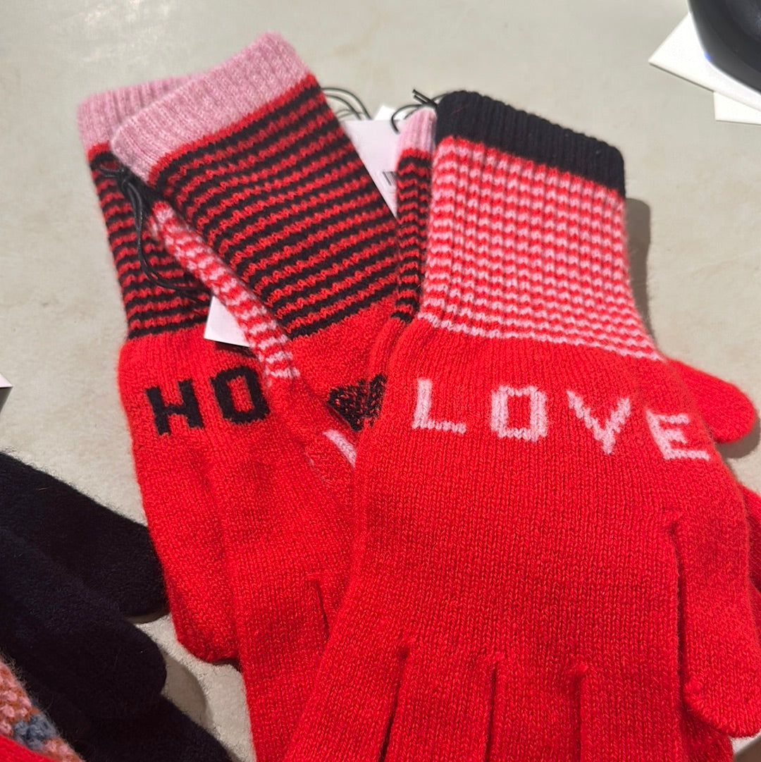 Love and Hope Gloves in Red, Black and Blush