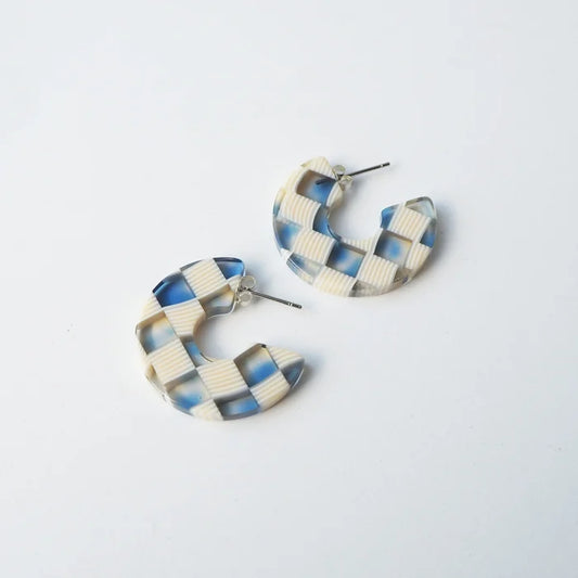 Ocean Checker Hoop Earrings