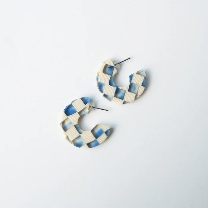 Ocean Checker Hoop Earrings