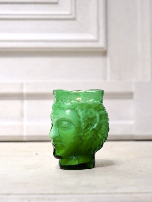 Verre Tête Bougie Candle - Green