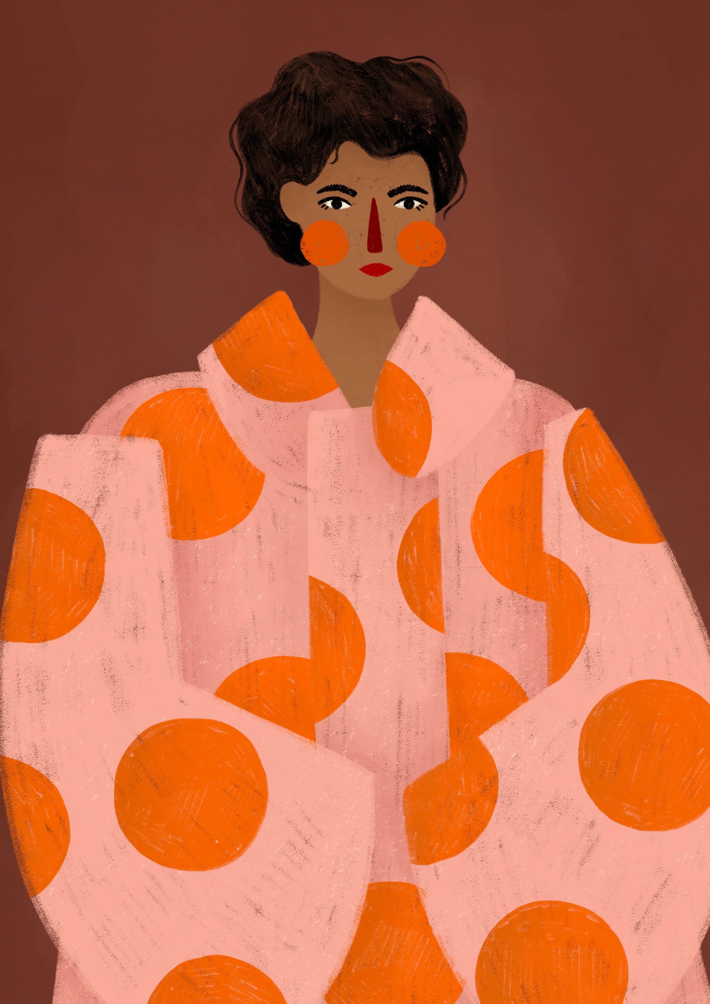 The Woman With The Orange Dots | A3 Art Print