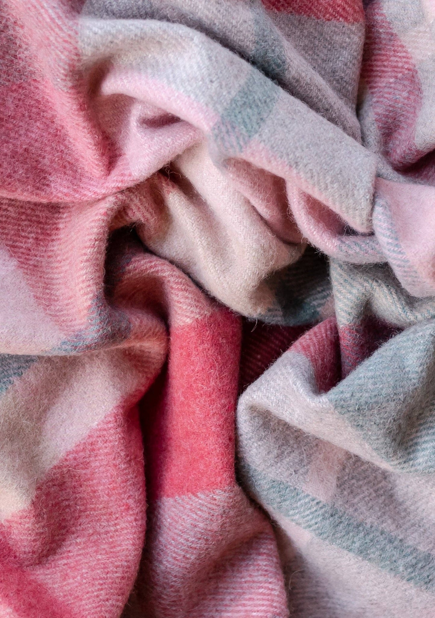 Recycled Wool Small Picnic Blanket | Pink Patchwork Check