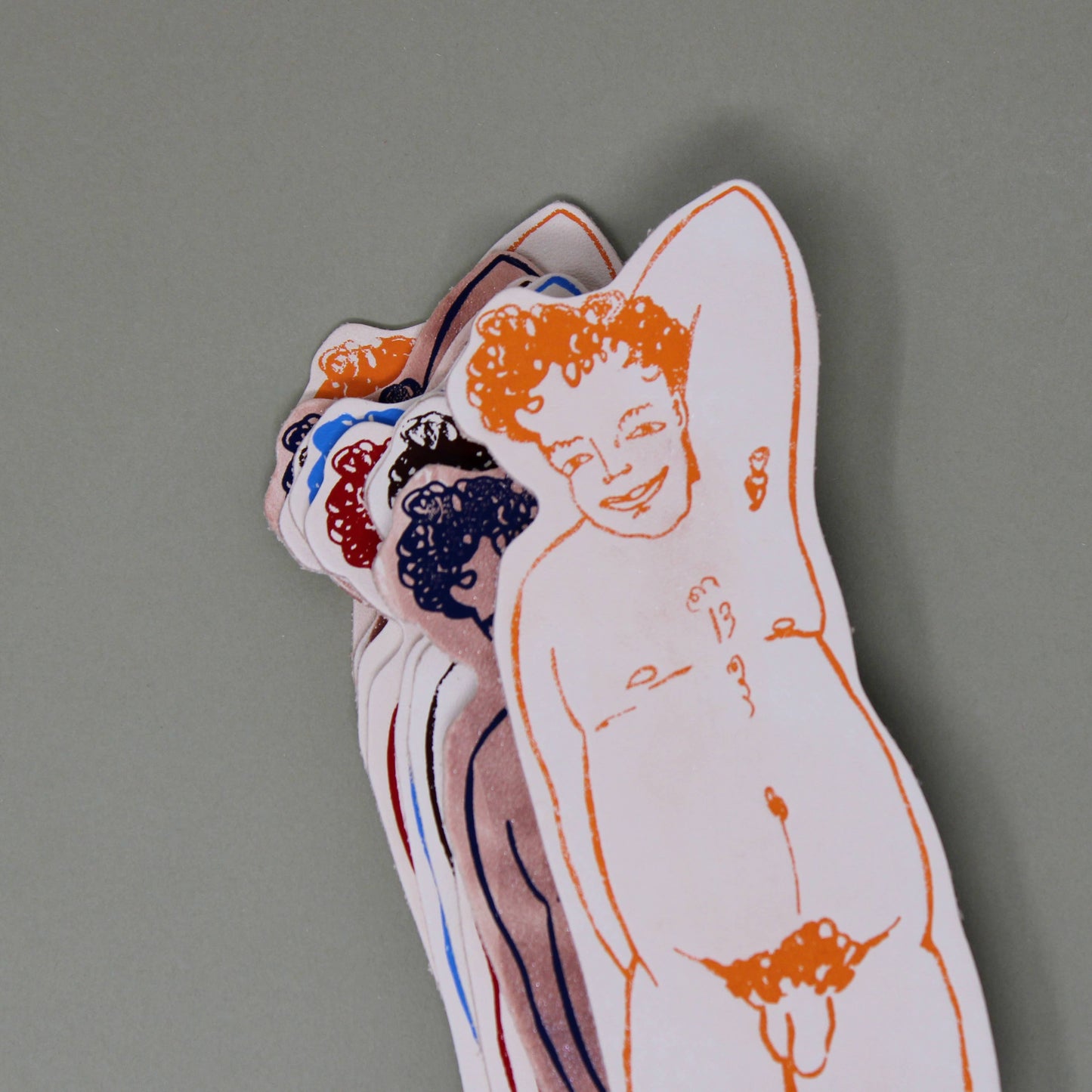 Relaxed Nude Hand Painted Leather Bookmark