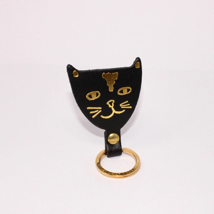 Cat Head Leather Keyring