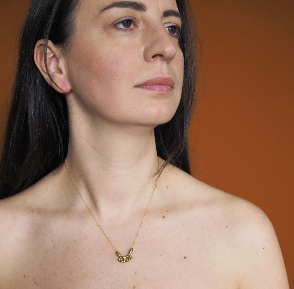 Consta Brass Teardrop Cluster and Lozenge Necklace