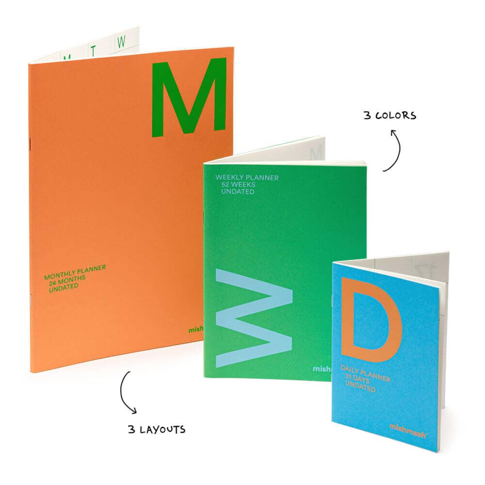 Undated Monthly Planner (in Green or Orange)