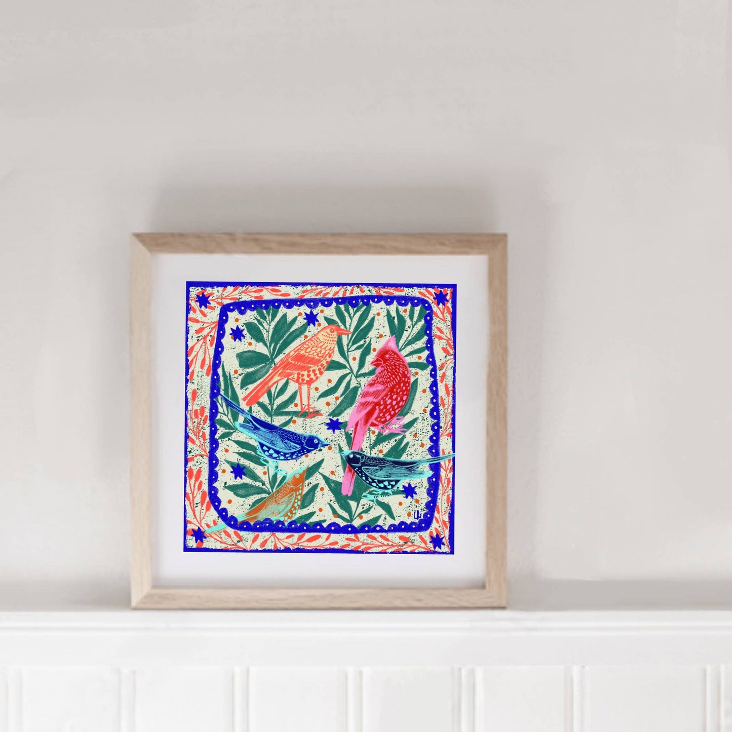 Five Birds & Leaves | Art Print