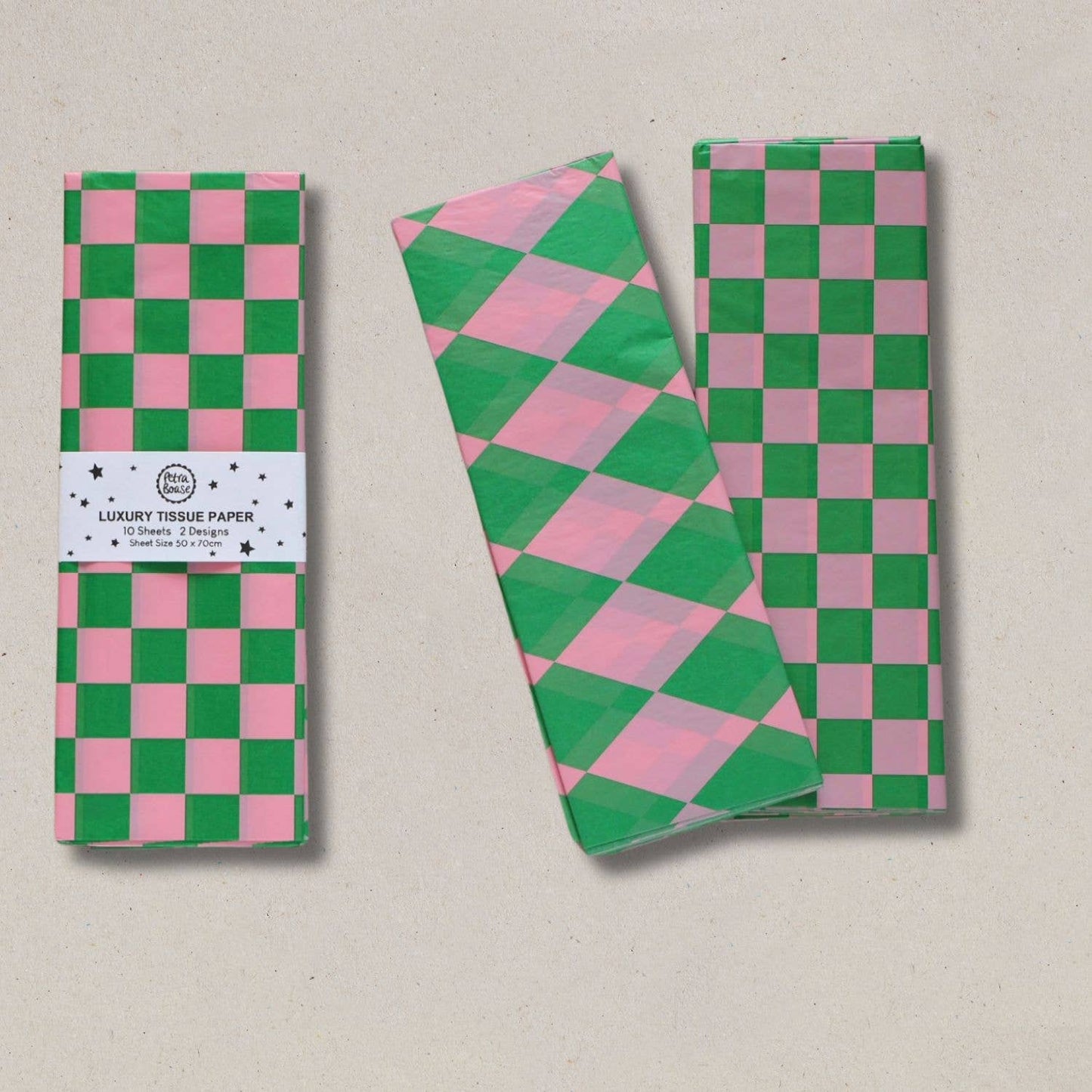 Luxury Tissue Paper | Chequerboard Diamond  Green & Pink