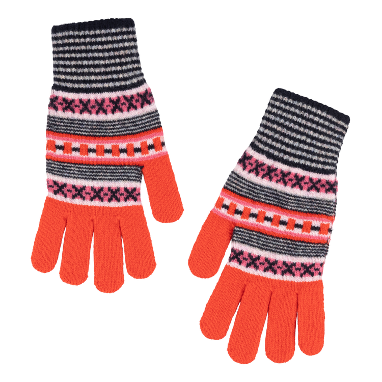 Dot + Cross Gloves in Harlequin Red, Pink & Black