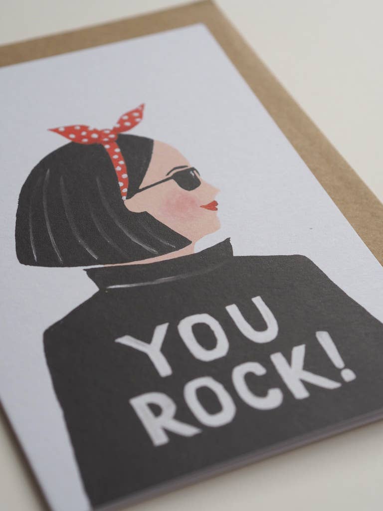 "You Rock!" Cool Girl Greeting Card