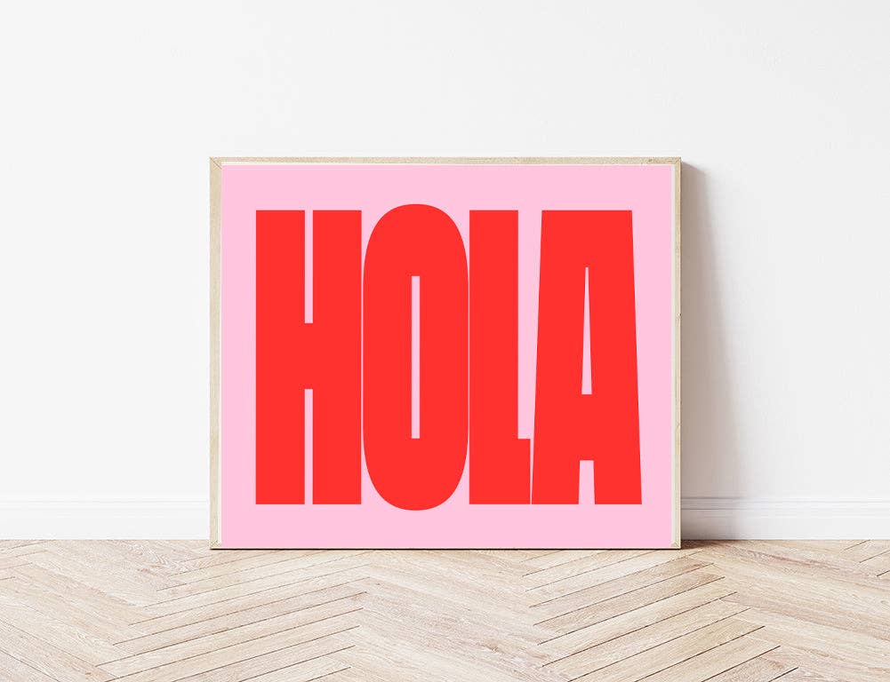 'Hola' Typography A3 Art Print