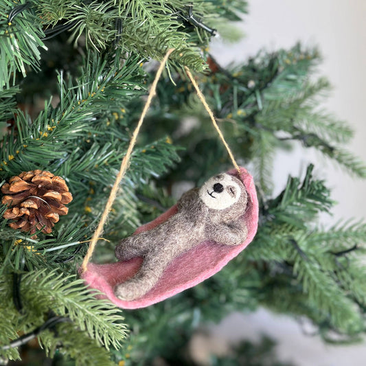 Sloth On Hammock Felt Ornament -