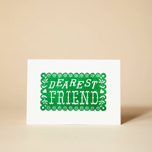 Dearest Friend greeting card - linocut