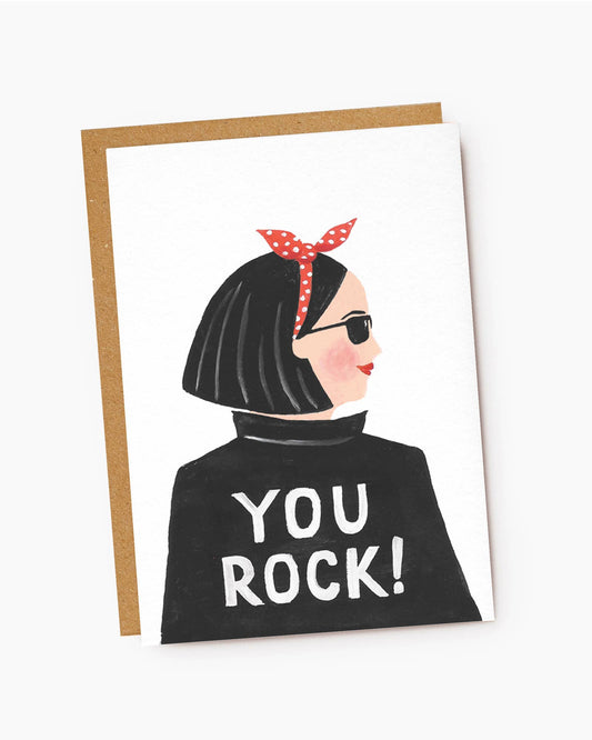"You Rock!" Cool Girl Greeting Card