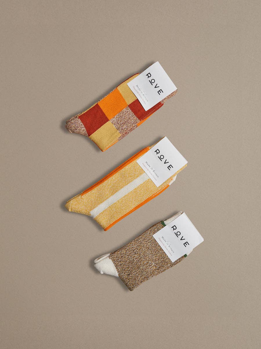 Organic Cotton Socks | Patchwork Orange