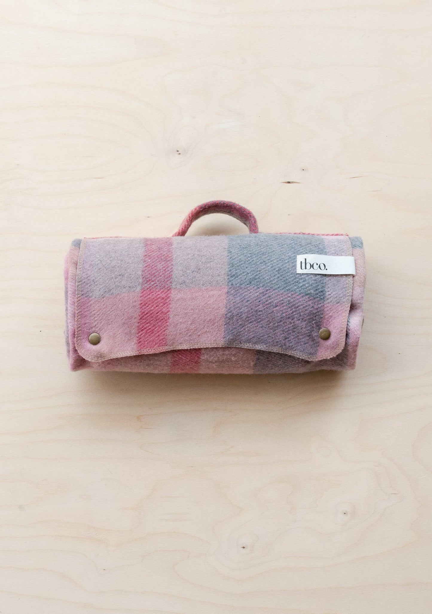 Recycled Wool Small Picnic Blanket | Pink Patchwork Check