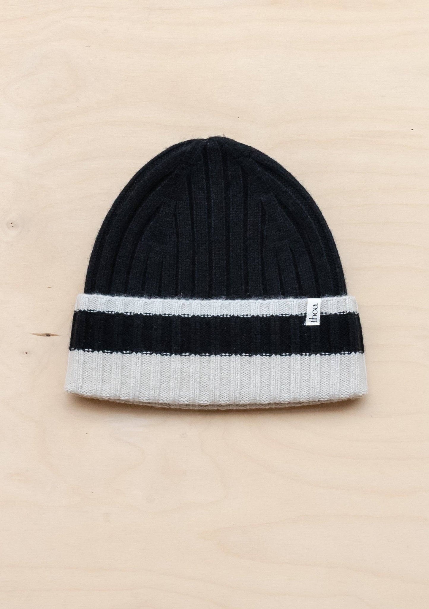 Cashmere & Merino Beanie in Black & Cream