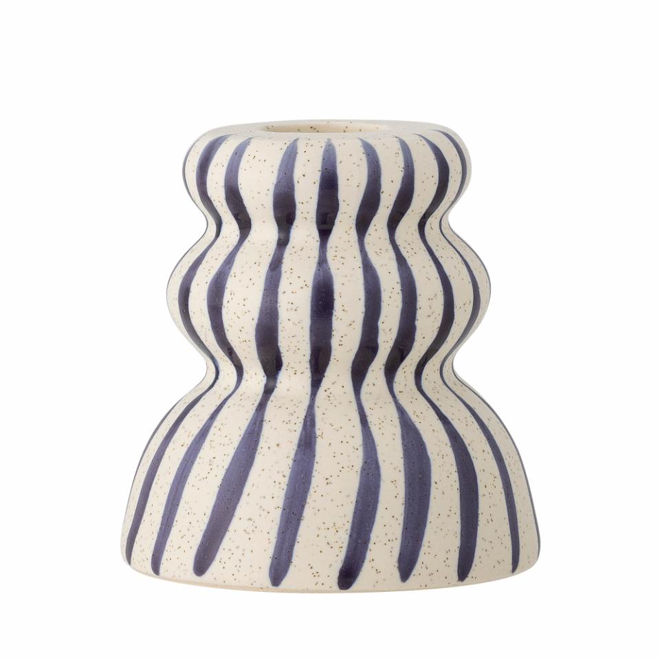 Gabin Candle Holder - Blue Stoneware