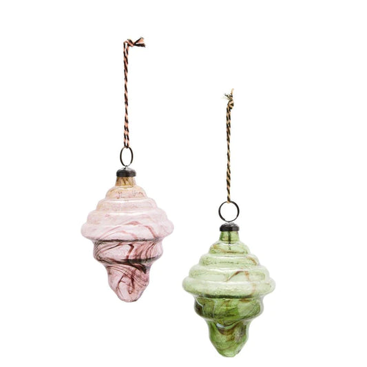 Hanging Swirly Glass Christmas Decoration