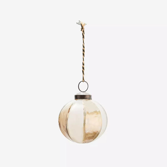 Hanging Striped Glass Bauble Christmas Decoration