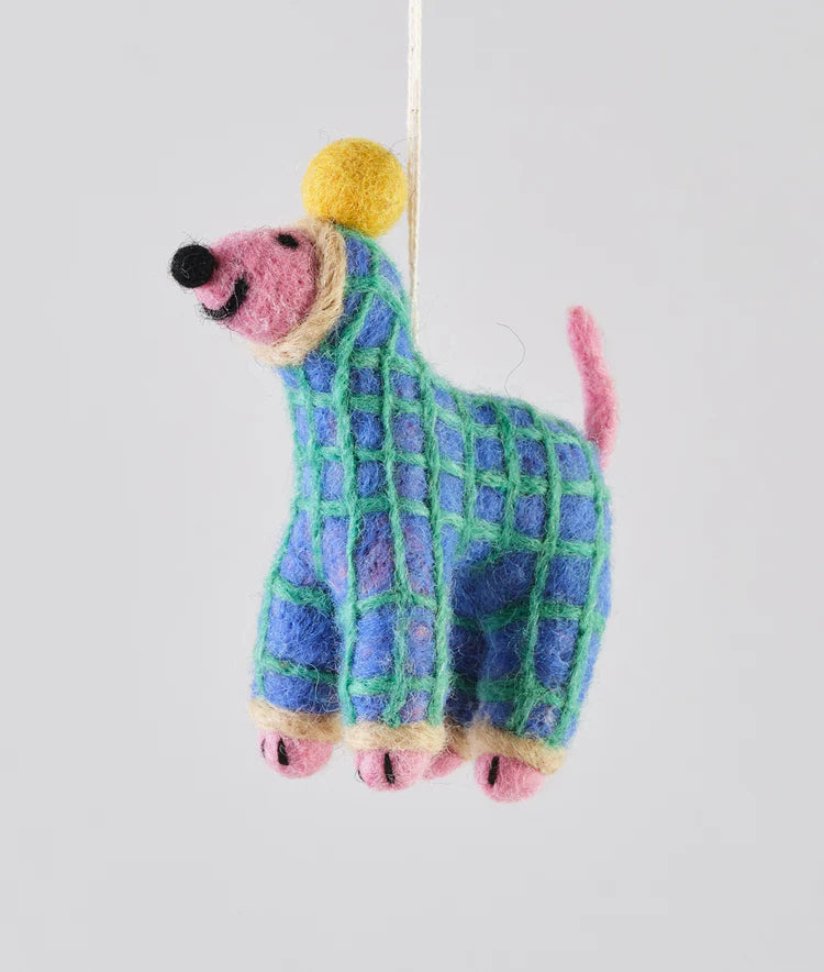 Jayla (Dog in Onesie) Hanging Felt Christmas Decoration